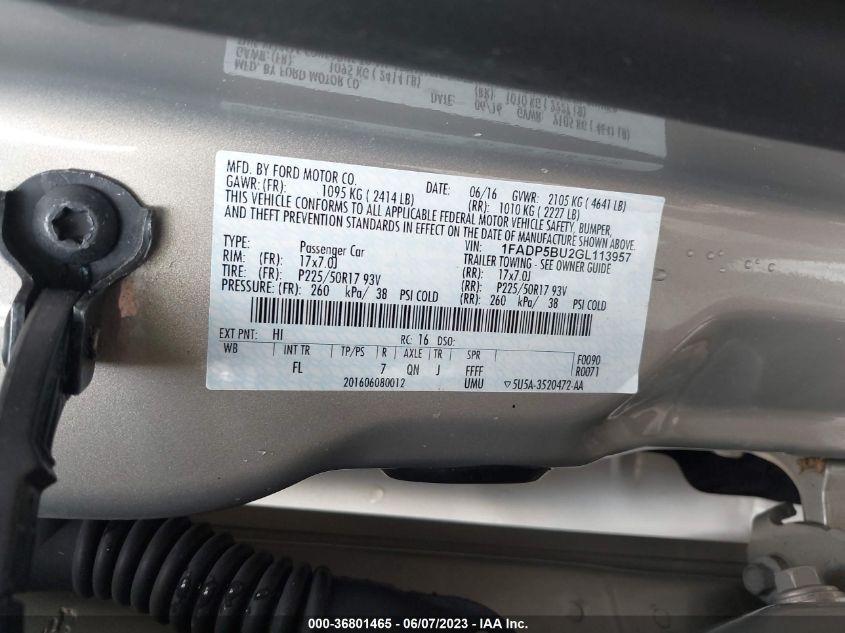 2016 FORD C-MAX HYBRID SEL - 1FADP5BU2GL113957