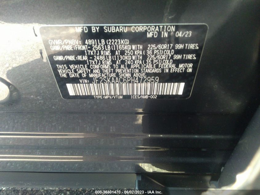 2023 SUBARU FORESTER - JF2SKAAC6PH472959