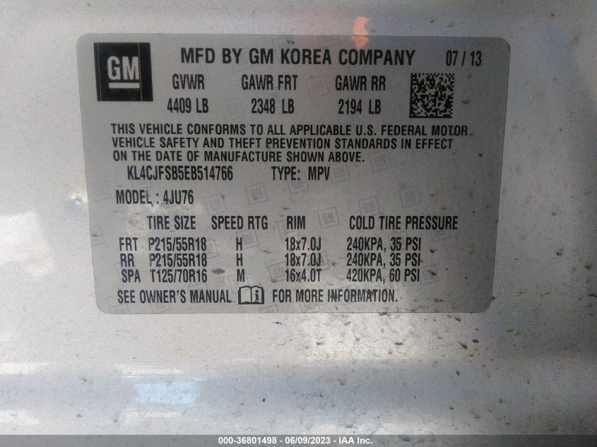 2014 BUICK ENCORE CONVENIENCE - KL4CJFSB5EB514766