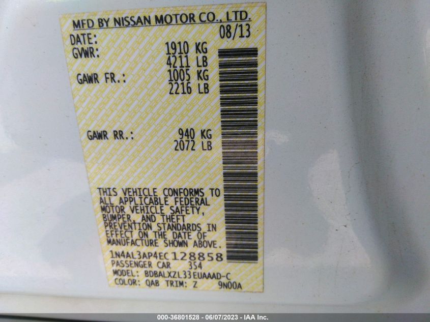 2014 NISSAN ALTIMA 2.5 SL - 1N4AL3AP4EC128858