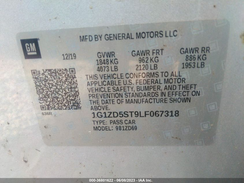 2020 CHEVROLET MALIBU LT - 1G1ZD5ST9LF067318