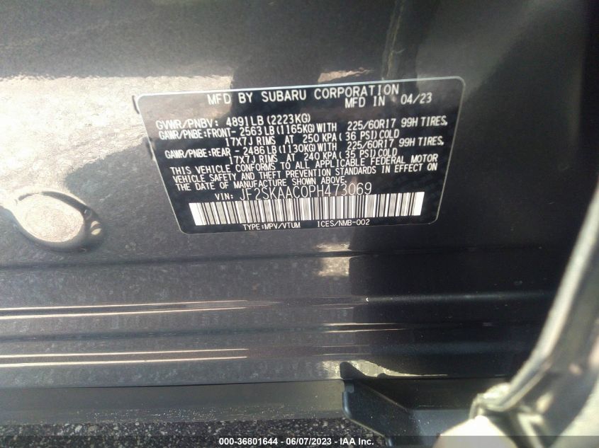 2023 SUBARU FORESTER - JF2SKAAC0PH473069