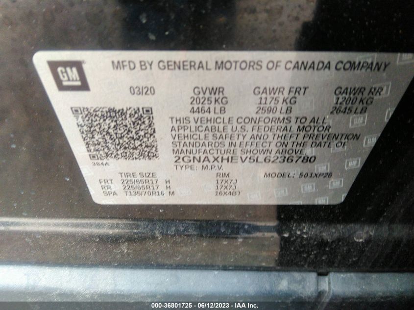 2020 CHEVROLET EQUINOX LS - 2GNAXHEV5L6236780