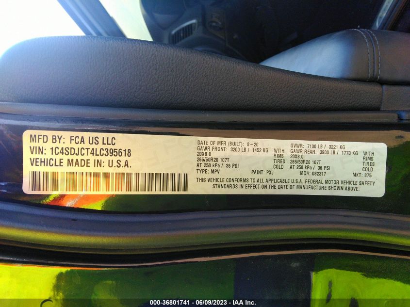 2020 DODGE DURANGO R/T - 1C4SDJCT4LT395618