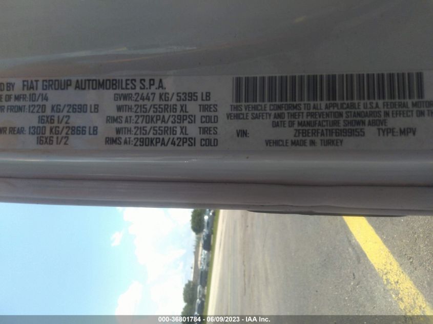 2015 RAM PROMASTER CITY CARGO VAN TRADESMAN ZFBERFAT1F6199155