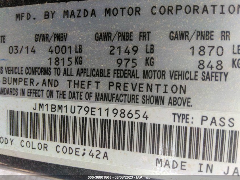 2014 MAZDA MAZDA3 I SPORT - JM1BM1U79E1198654