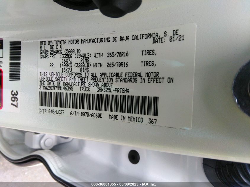 2021 TOYOTA TACOMA 2WD SR5/TRD SPORT - 3TMAZ5CN7MM146395