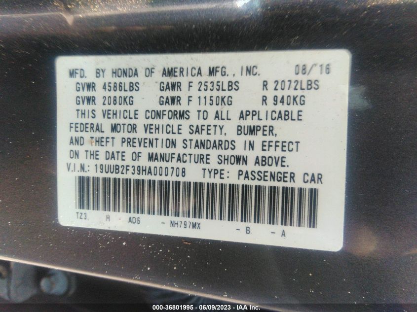 2017 ACURA TLX V6 - 19UUB2F39HA000708