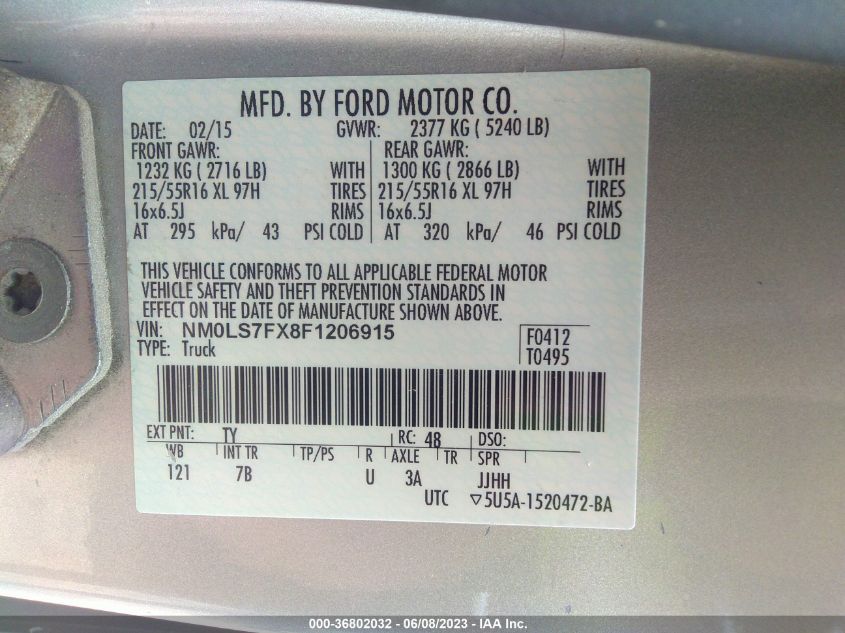 2015 FORD TRANSIT CONNECT XLT - NM0LS7FX8F1206915