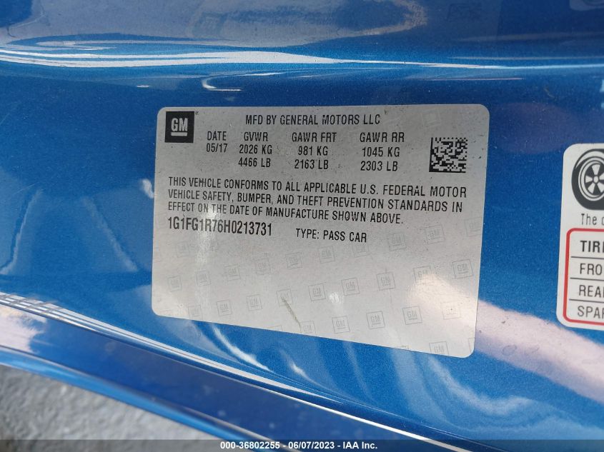 2017 CHEVROLET CAMARO 2SS - 1G1FG1R76H0213731