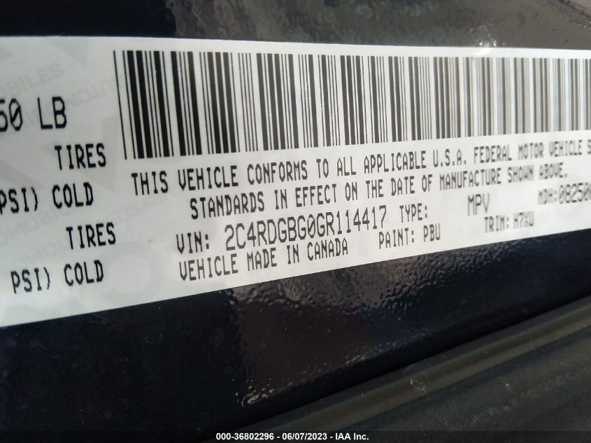 2016 DODGE GRAND CARAVAN SE - 2C4RDGBG0GR114417