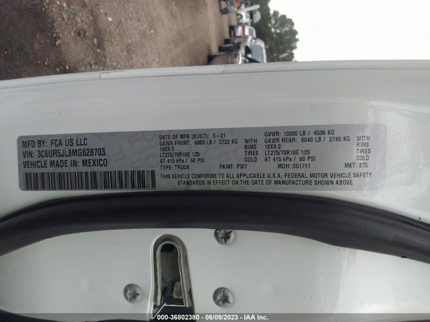 2021 RAM 2500 BIG HORN - 3C6UR5JL8MG628703