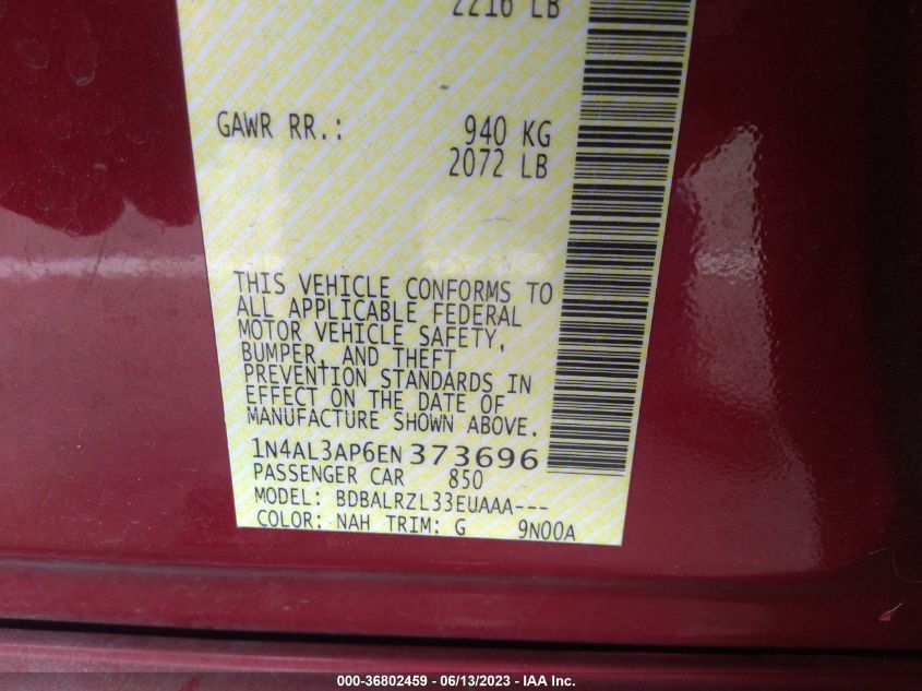 2014 NISSAN ALTIMA 2.5 - 1N4AL3AP6EN373696