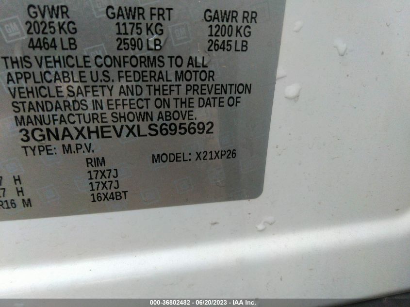 2020 CHEVROLET EQUINOX LS - 3GNAXHEVXLS695692