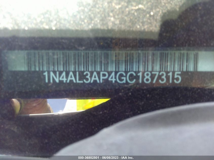 2016 NISSAN ALTIMA 2.5/S/SV/SL/SR - 1N4AL3AP4GC187315