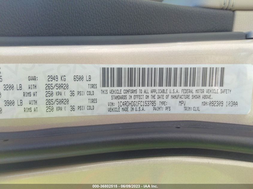 2015 DODGE DURANGO LIMITED - 1C4RDHDG1F6158788