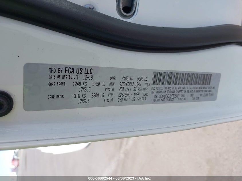 VIN 3C4PDCAB7JT535481 2018 DODGE JOURNEY SE