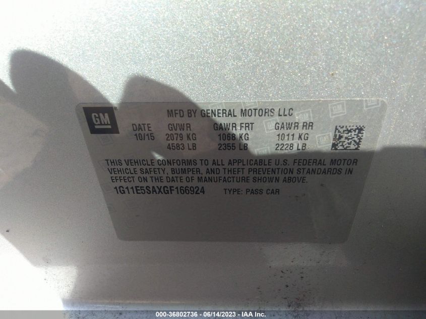 2016 CHEVROLET MALIBU LIMITED LTZ - 1G11E5SAXGF166924