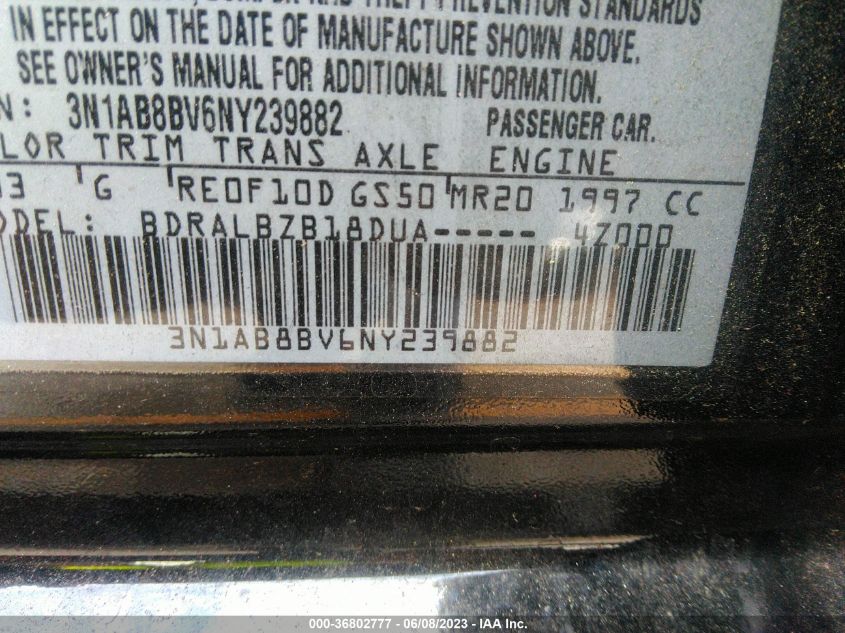 2022 NISSAN SENTRA S - 3N1AB8BV6NY239882