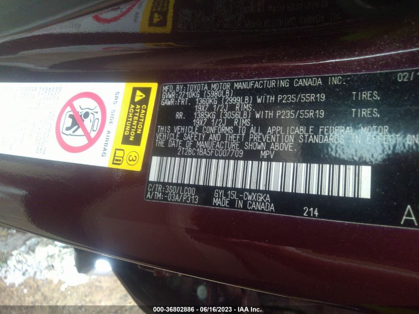 2015 LEXUS RX 450H - 2T2BC1BA5FC007709