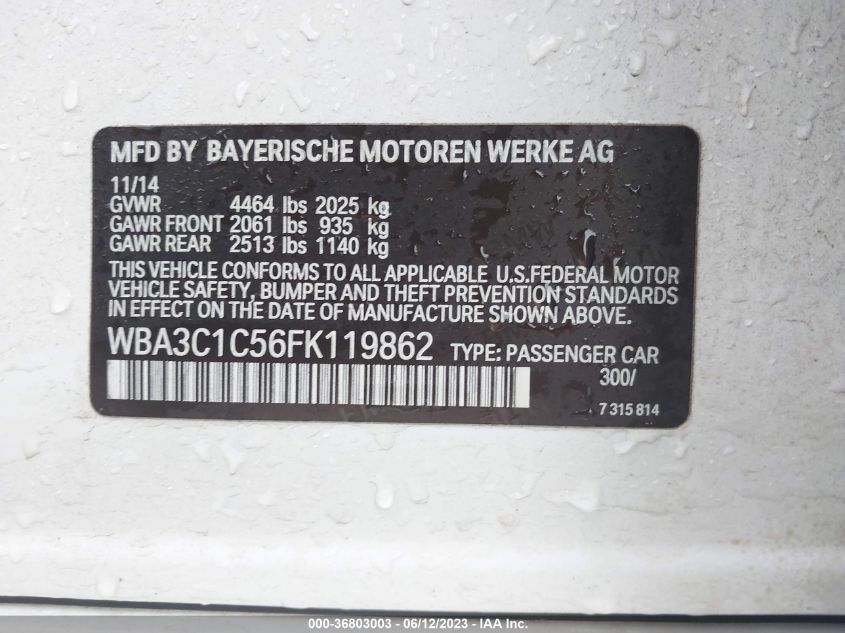 2015 BMW 3 SERIES 328I - WBA3C1C56FK119862