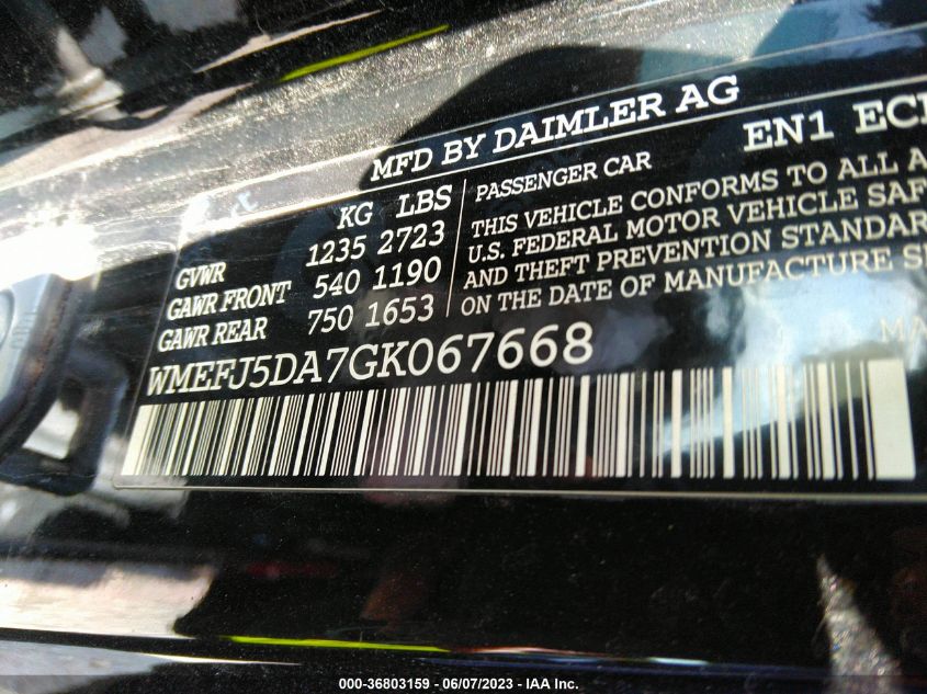 2016 SMART FORTWO PASSION/PURE/PRIME/PROXY - WMEFJ5DA7GK067668