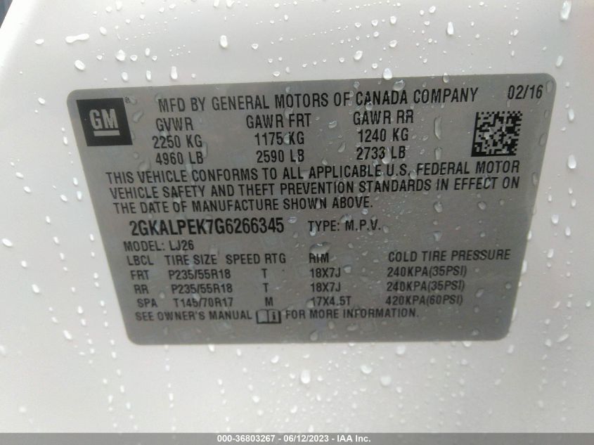 2016 GMC TERRAIN SLT - 2GKALPEK7G6266345