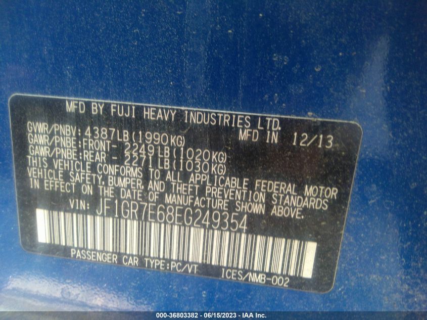 2014 SUBARU IMPREZA WAGON WRX WRX JF1GR7E68EG249354