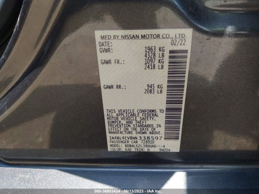 2022 NISSAN ALTIMA 2.5 SR - 1N4BL4CV8NN338597