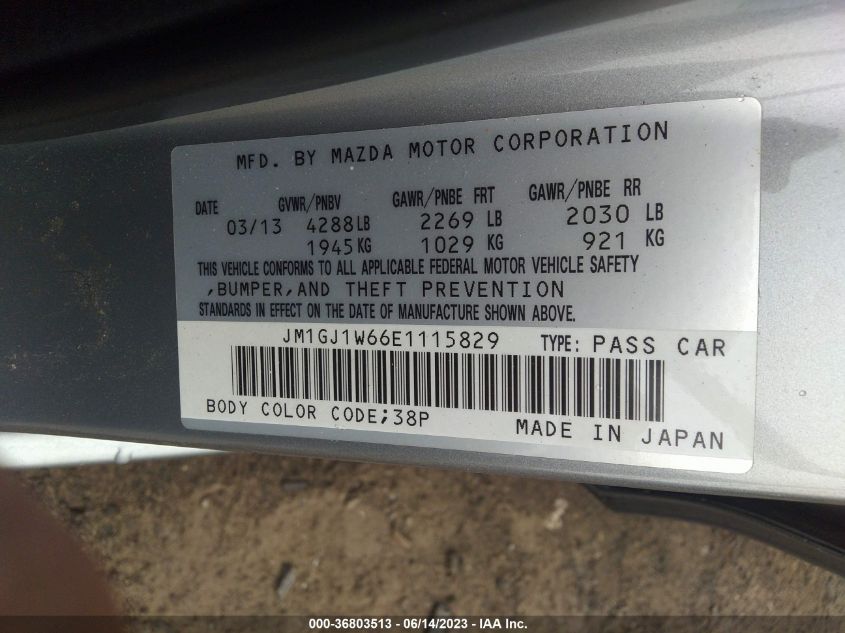 2014 MAZDA MAZDA6 I GRAND TOURING - JM1GJ1W66E1115829
