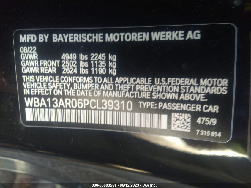 2023 BMW 4 SERIES M440I XDRIVE - WBA13AR06PCL39310