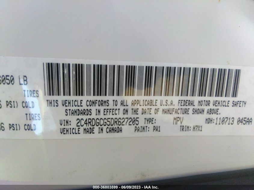 2013 DODGE GRAND CARAVAN SXT - 2C4RDGCG5DR627205