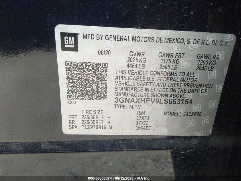 2020 CHEVROLET EQUINOX LS - 3GNAXHEV9LS663154