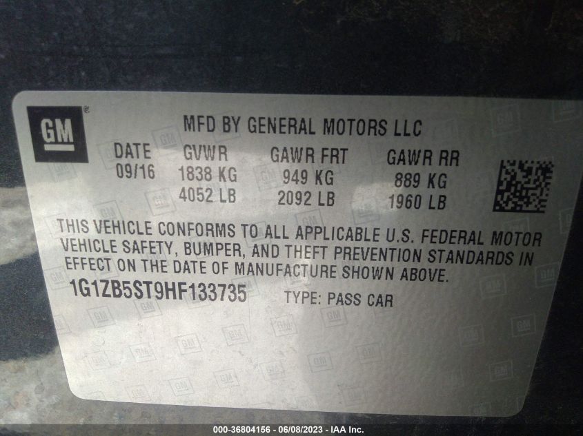 2017 CHEVROLET MALIBU LS - 1G1ZB5ST9HF133735