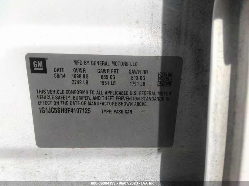 2015 CHEVROLET SONIC LT - 1G1JC5SH8F4107125
