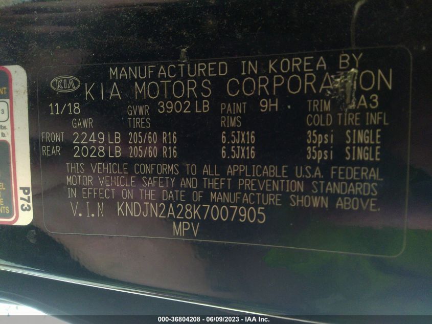 2019 KIA SOUL - KNDJN2A28K7007905