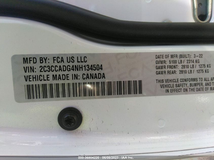 2022 CHRYSLER 300 TOURING L - 2C3CCADG4NH134504