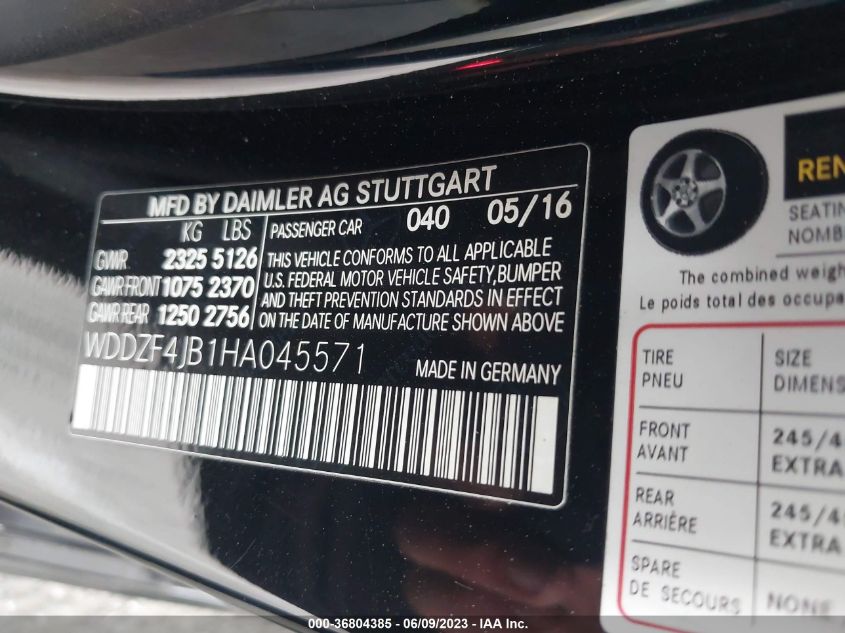 2017 MERCEDES-BENZ E-CLASS E 300 - WDDZF4JB1HA045571