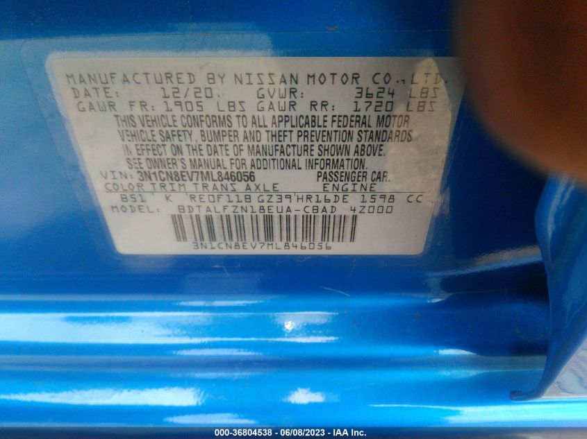 2021 NISSAN VERSA SV - 3N1CN8EV7ML846056