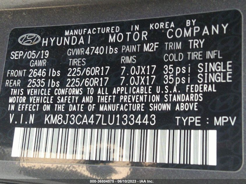 2020 HYUNDAI TUCSON VALUE - KM8J3CA47LU133443
