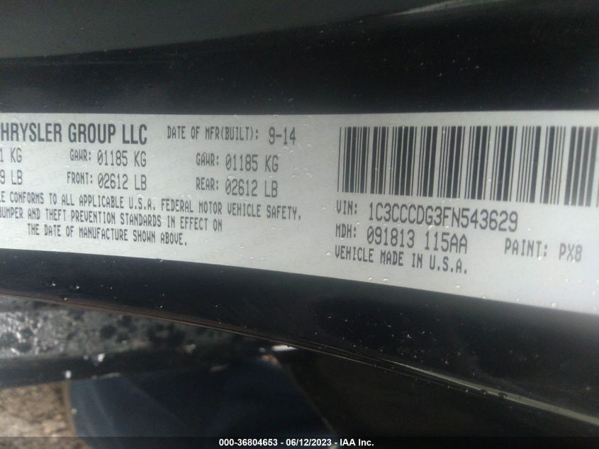 2015 CHRYSLER 200 S - 1C3CCCDG3FN543629