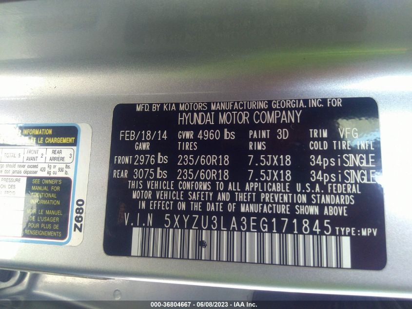 2014 HYUNDAI SANTA FE SPORT - 5XYZU3LA3EG171845