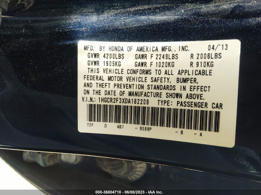 2013 HONDA ACCORD LX - 01HGCR2F3XDA18220