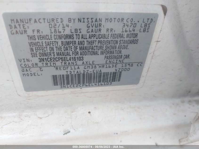 2014 NISSAN VERSA NOTE S/S PLUS/SV - 3N1CE2CP6EL416103