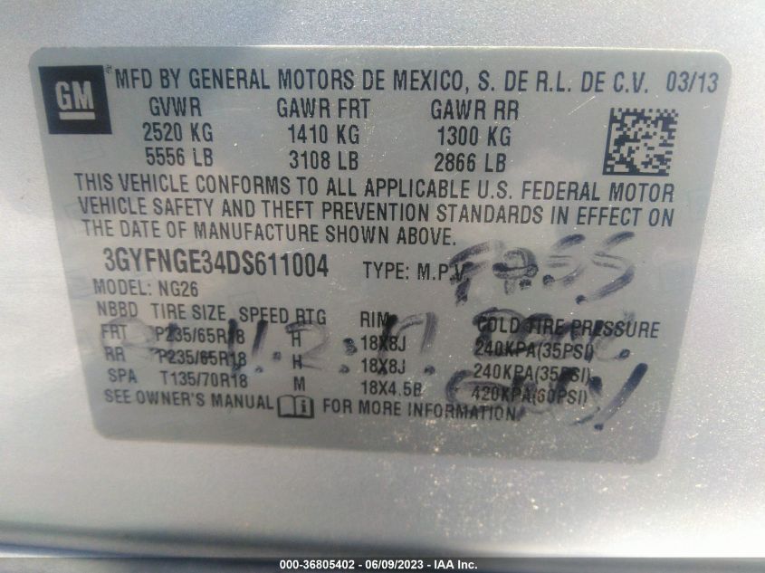 2013 CADILLAC SRX LUXURY COLLECTION - 3GYFNGE34DS611004