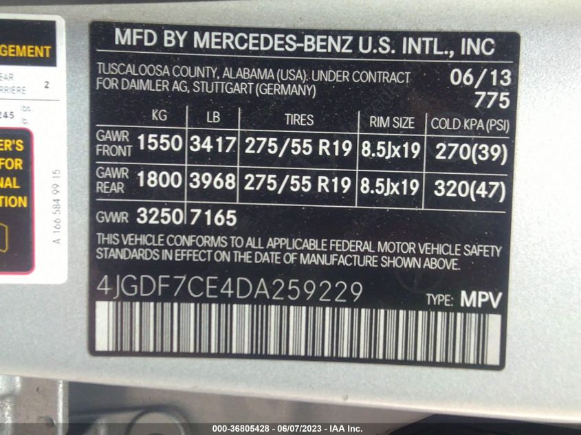 2013 MERCEDES-BENZ GL-CLASS GL 450 4JGDF7CE4DA259229