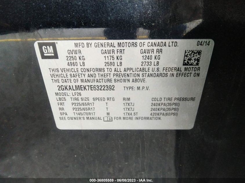 2014 GMC TERRAIN SLE - 2GKALMEK7E6322392