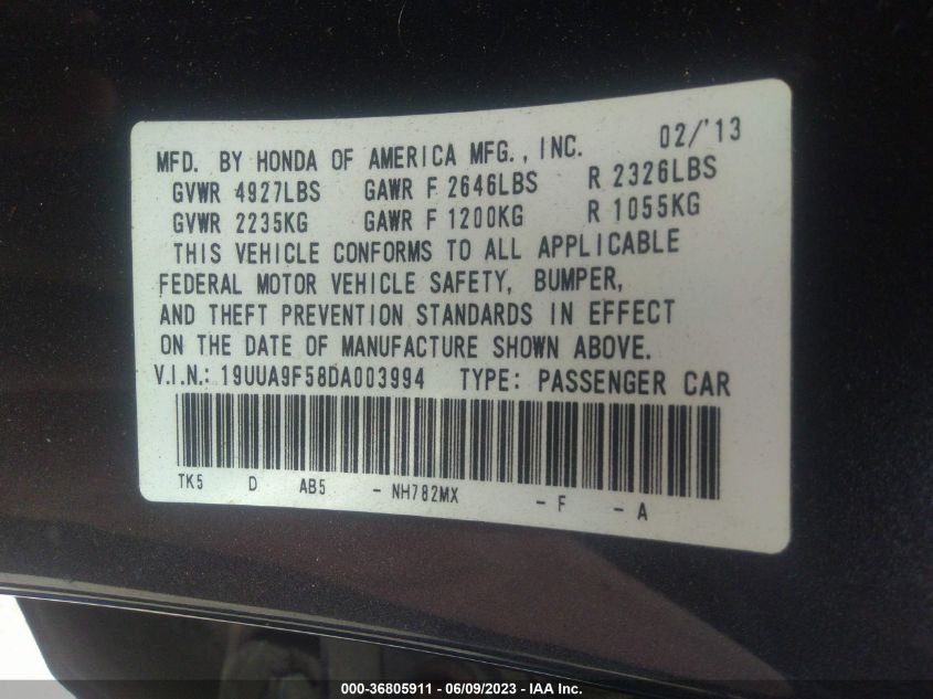 2013 ACURA TL TECH - 19UUA9F58DA003994