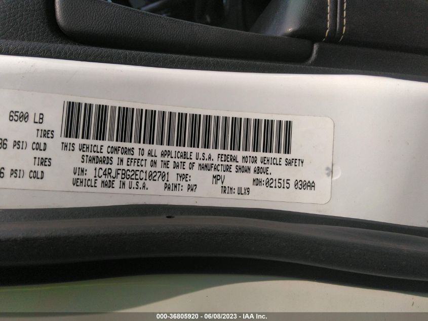 2014 JEEP GRAND CHEROKEE LIMITED - 1C4RJFBG2EC102701