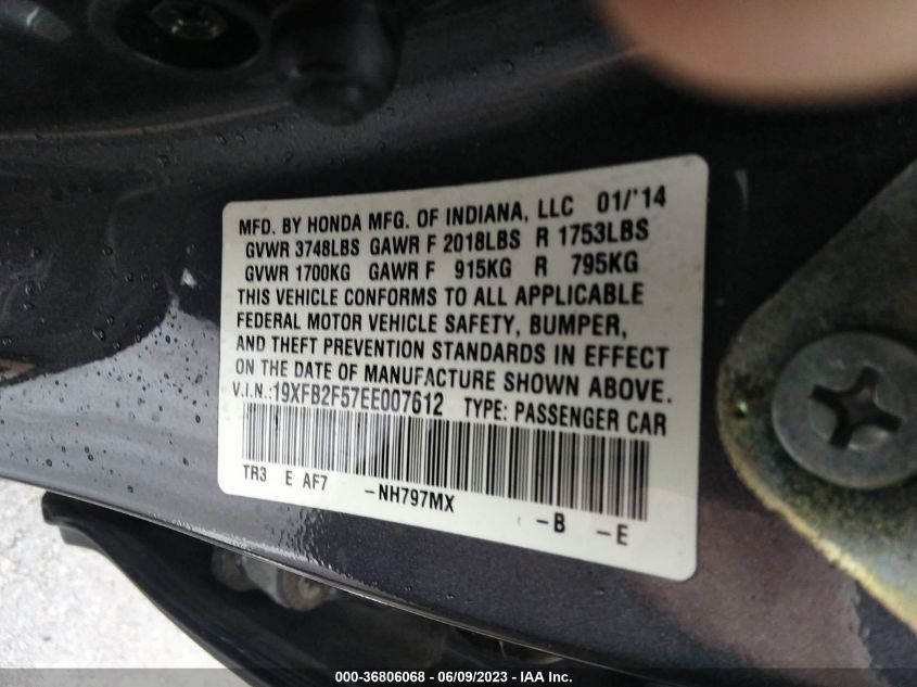 2014 HONDA CIVIC SEDAN LX - 19XFB2F57EE007612